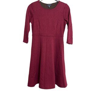 Lands End Fit & Flare Red Knit Skater Dress XXS Work Casual